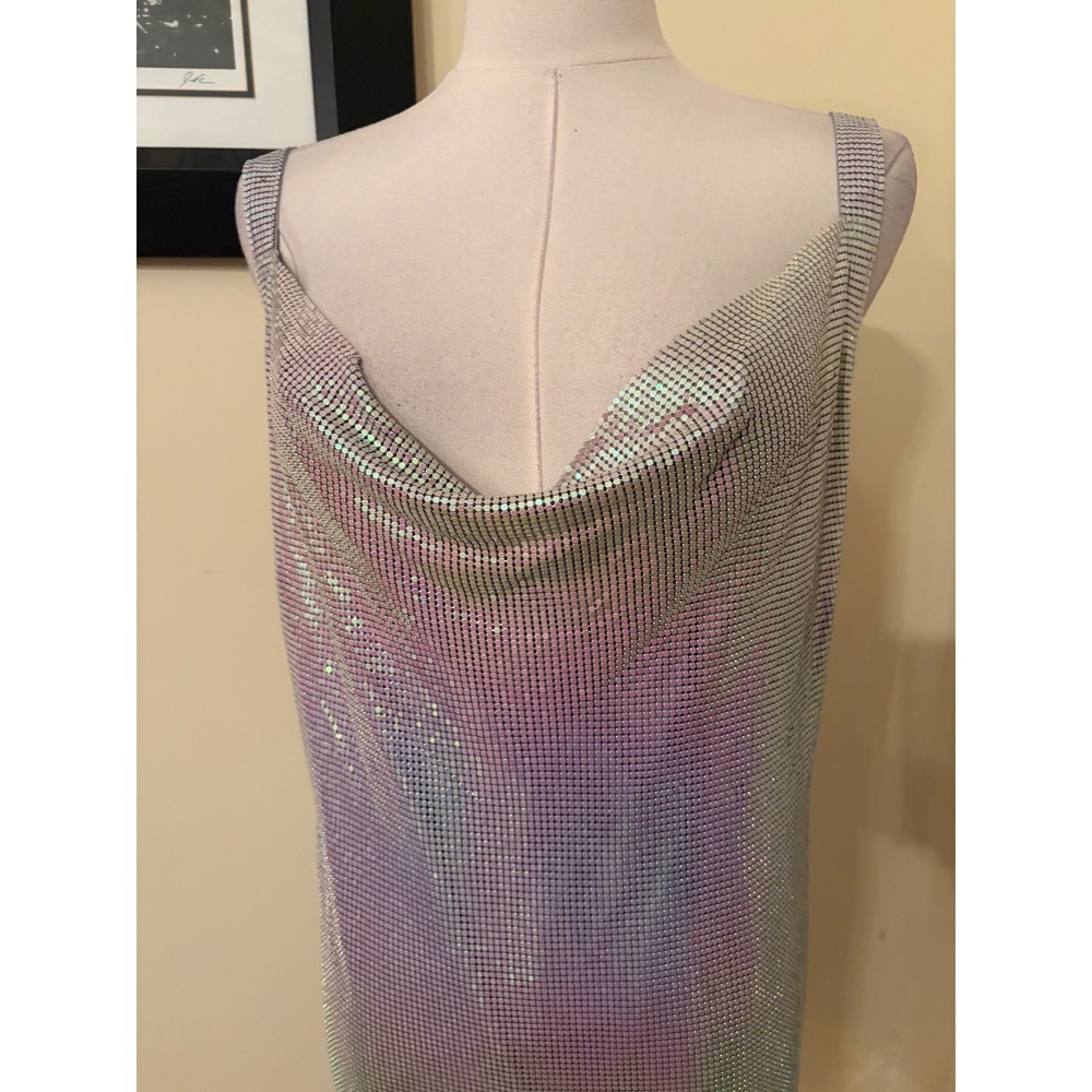 House of Harlow 1960 Iridescent Rhinestone Mini Dress Cowl Neck Open Back Small - Picture 4 of 7